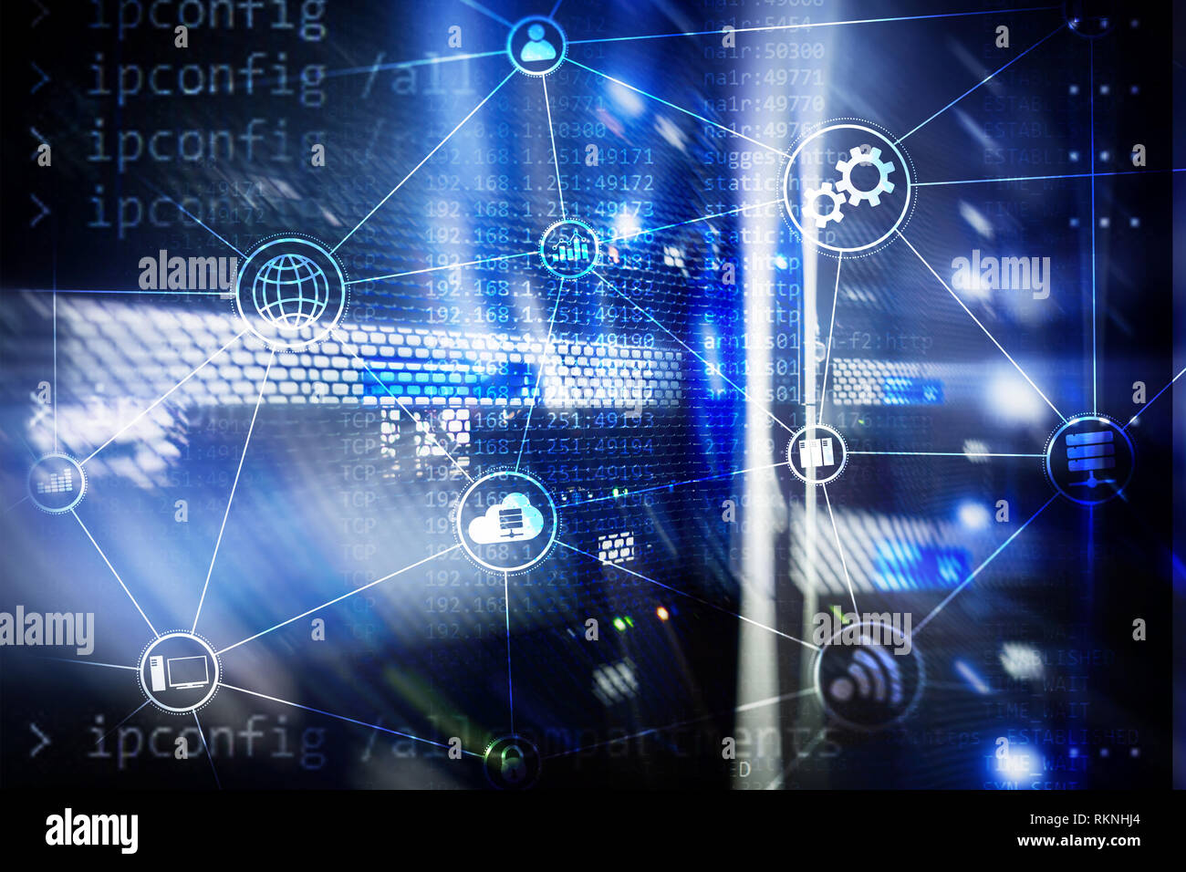 Technology infrastructure cloud computing and communication. Internet ...