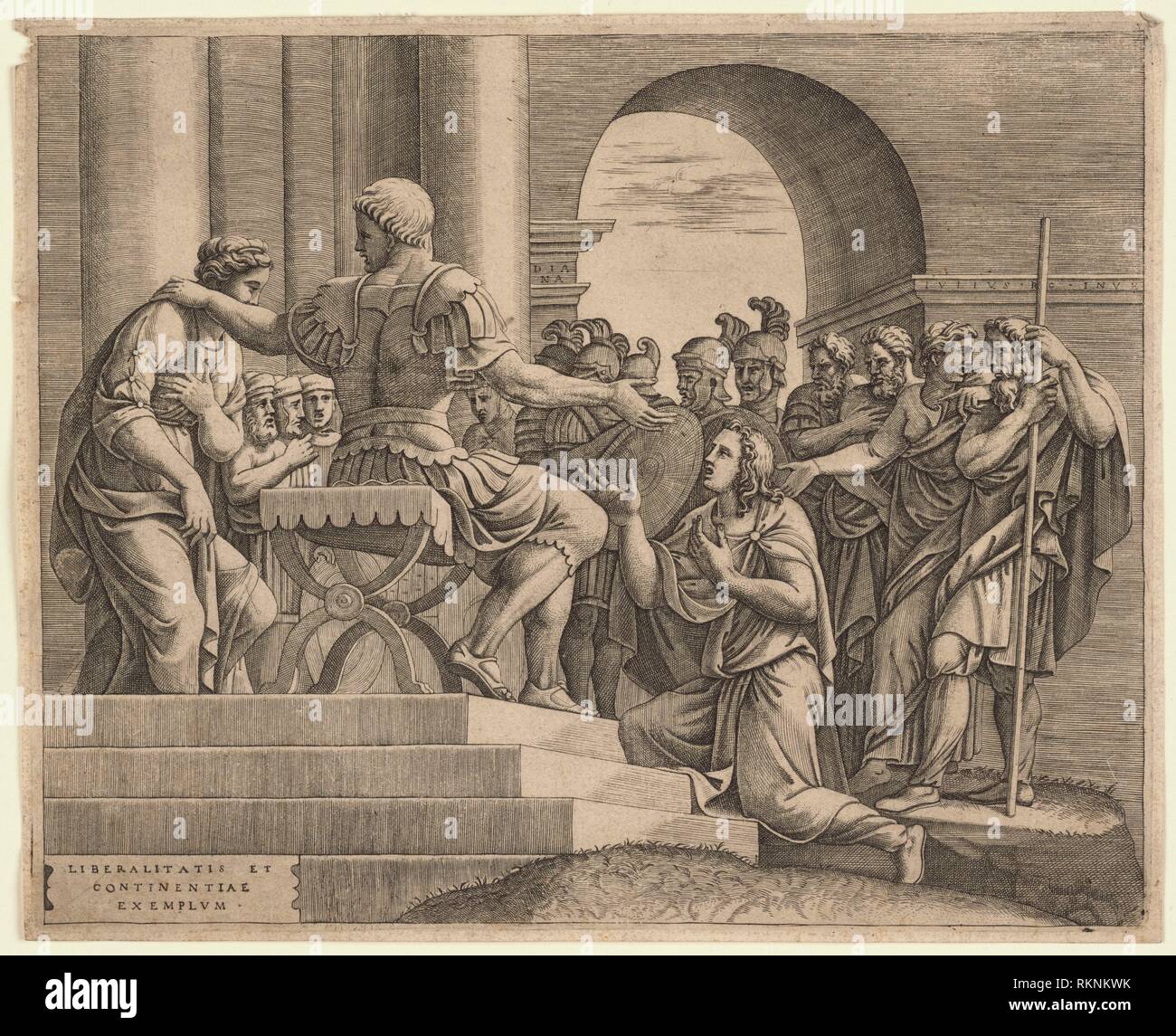 Continence of Scipio. Scultori, Diana, approximately 1545-approximately 1590 (Printmaker). Italian master prints. Date Created: 1545 - 1590 Stock Photo