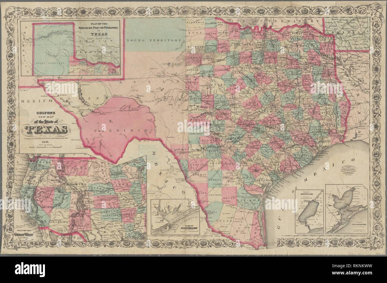 Colton's new map of the state of Texas Additional title Colton's map