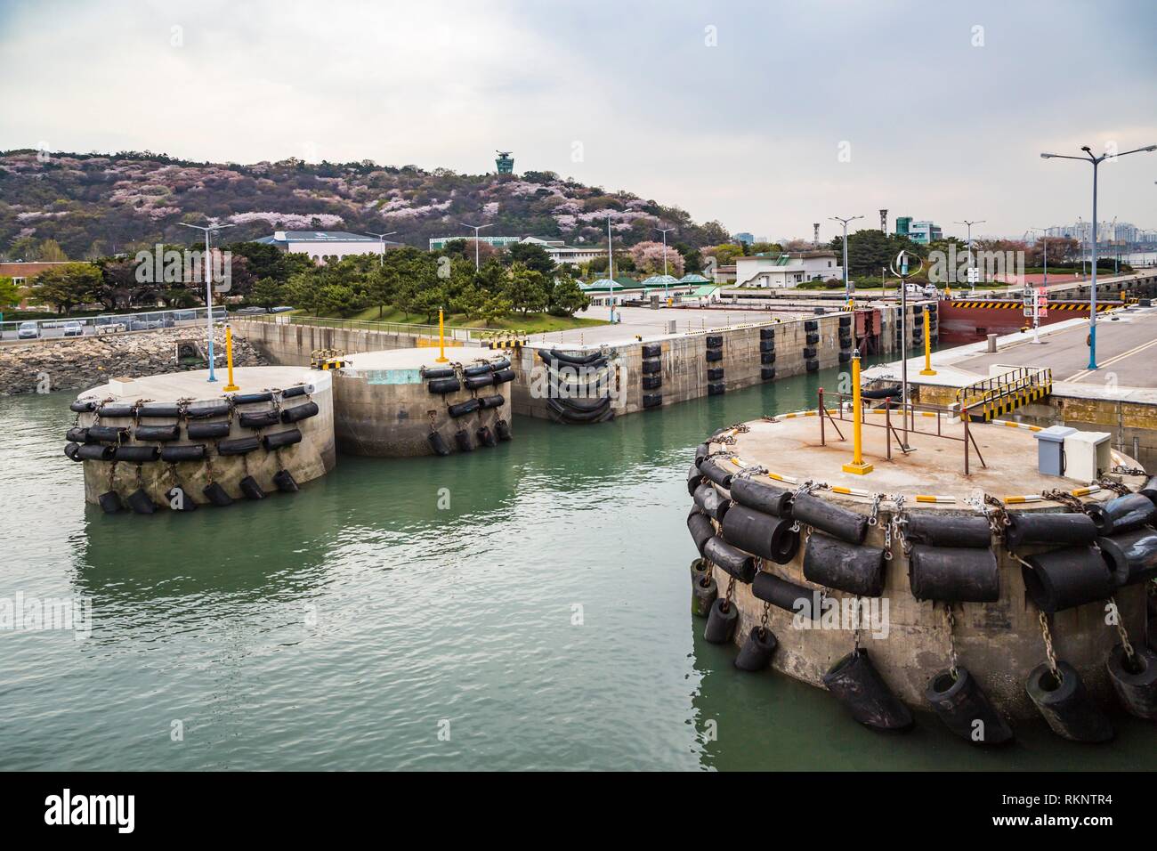 The locks at the entrance to the port of Incheon, South Korea, Asia. Stock Photo