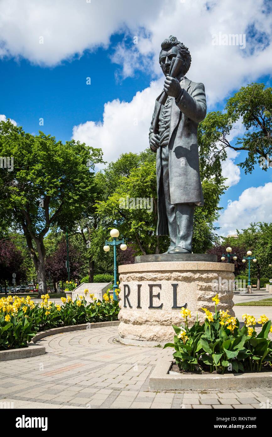 The Louis Riel statue on the Assiniboine river near the Manitoba