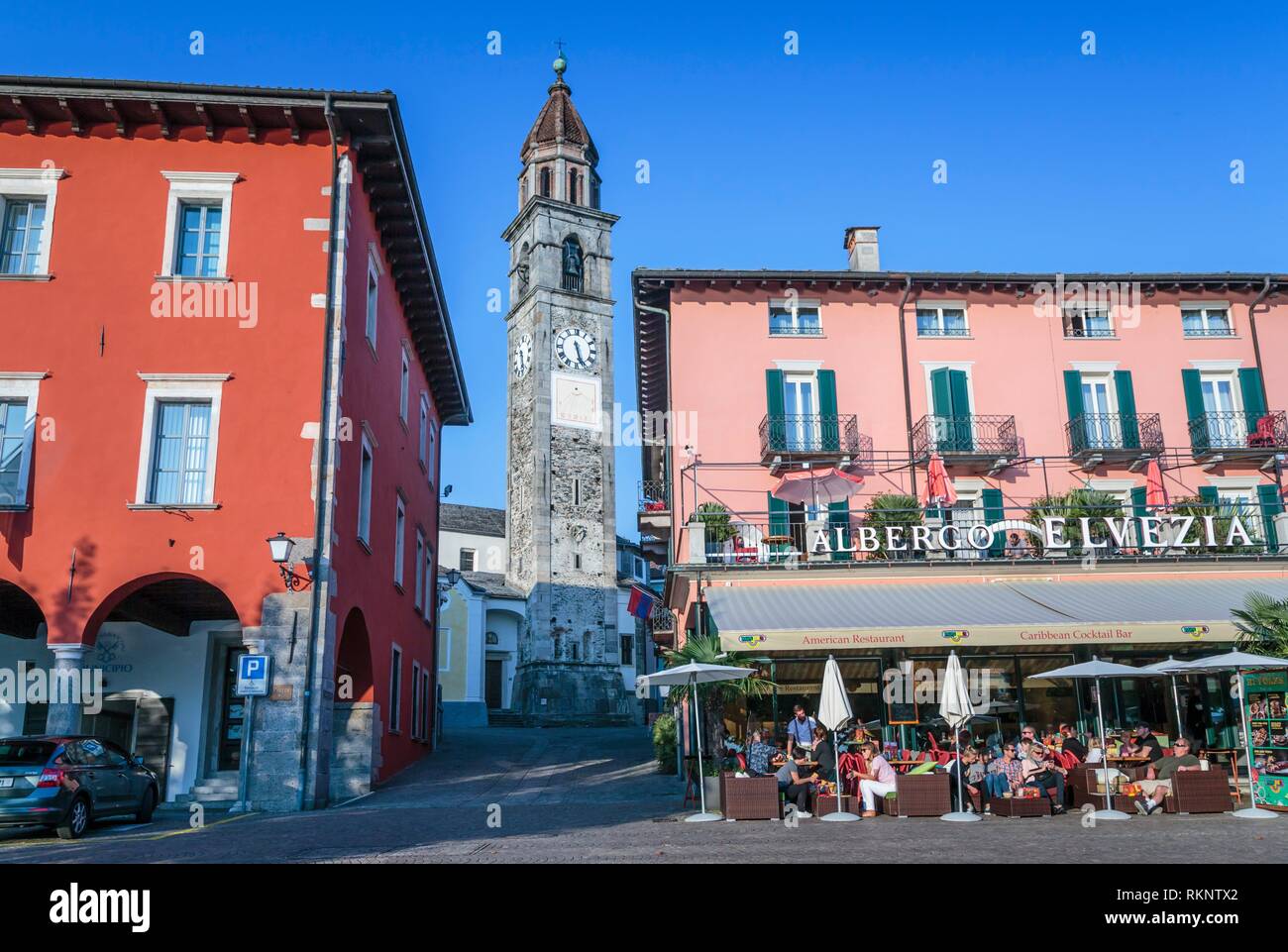The town of Ascona on Lake Maggiore, Ticino, Switzerland, Europe. Stock Photo