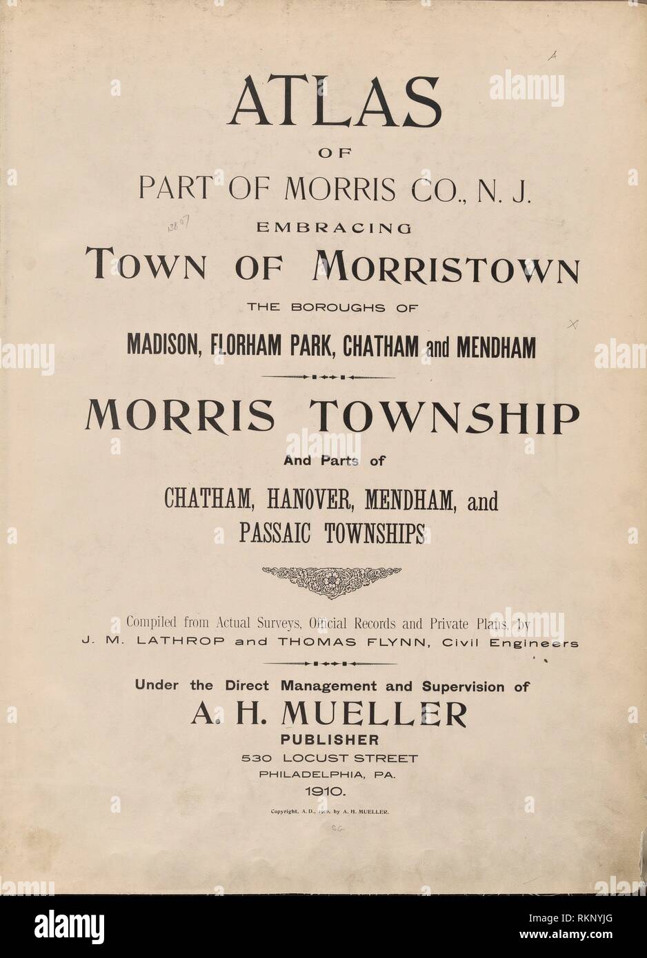 Florham park map new jersey hires stock photography and images Alamy