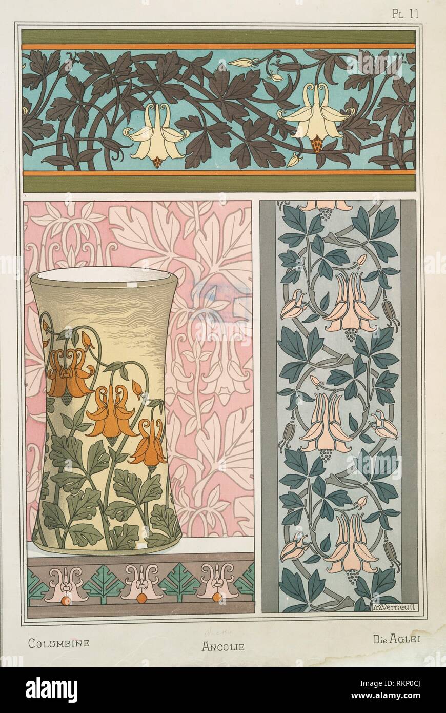 Ancolie. Grasset, Eugène, 1841-1917 (Compiler) Verneuil, M. P. (Maurice  Pillard) (1869-) (Artist). La plante et ses applications ornementales. Date  Stock Photo - Alamy