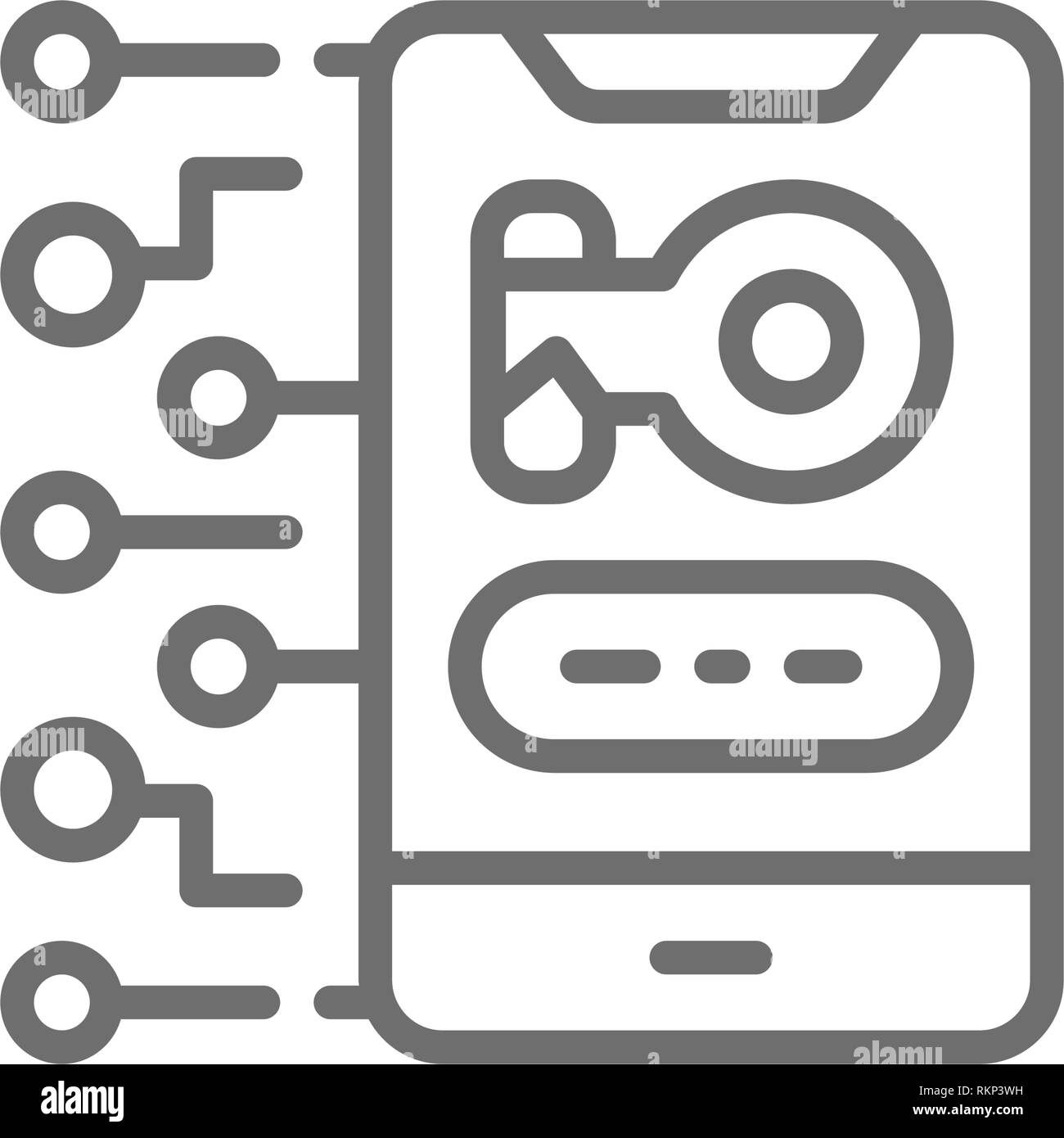 Privacy phone with key, personal protection, cryptography line icon ...