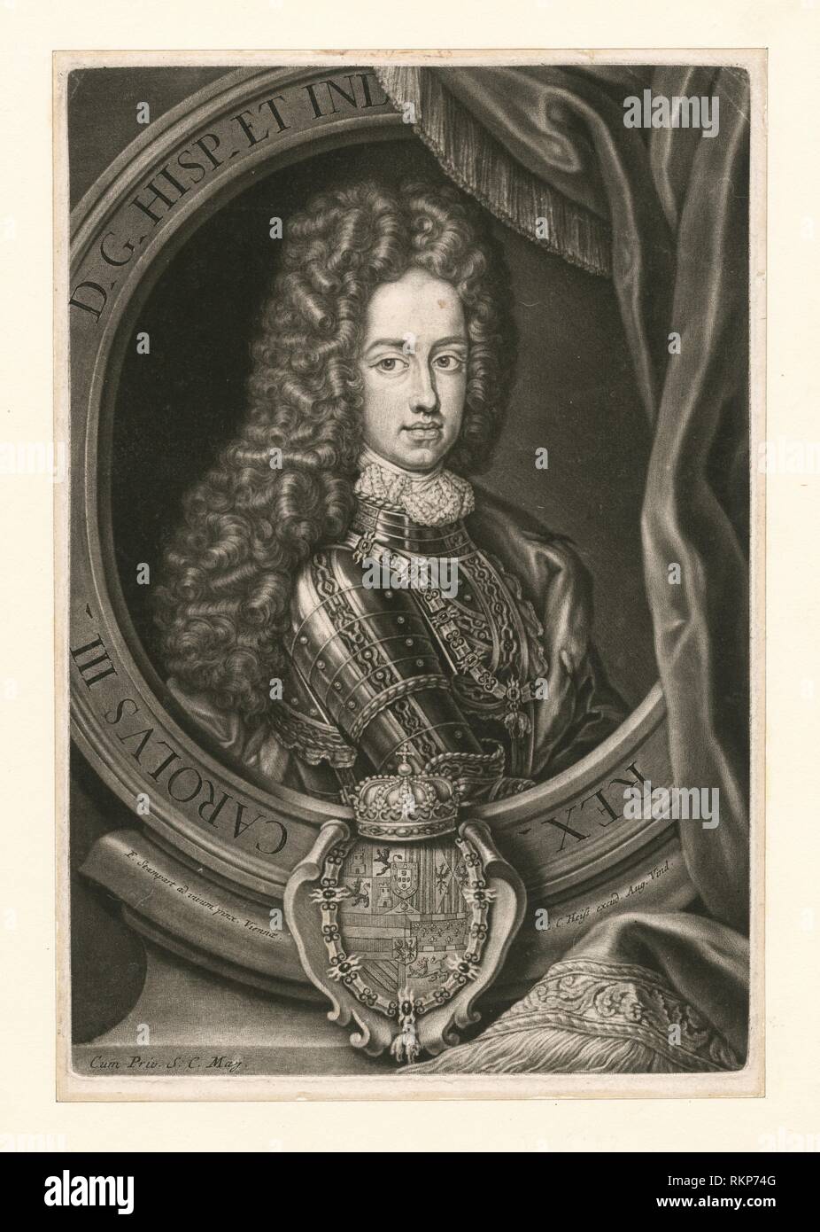 Carolus III. Stampart, Frans (1675-1750) (Artist) Heiss, Elias Christoph (1660-1731) (Engraver). Emmet Collection of Manuscripts Etc. Relating to Stock Photo