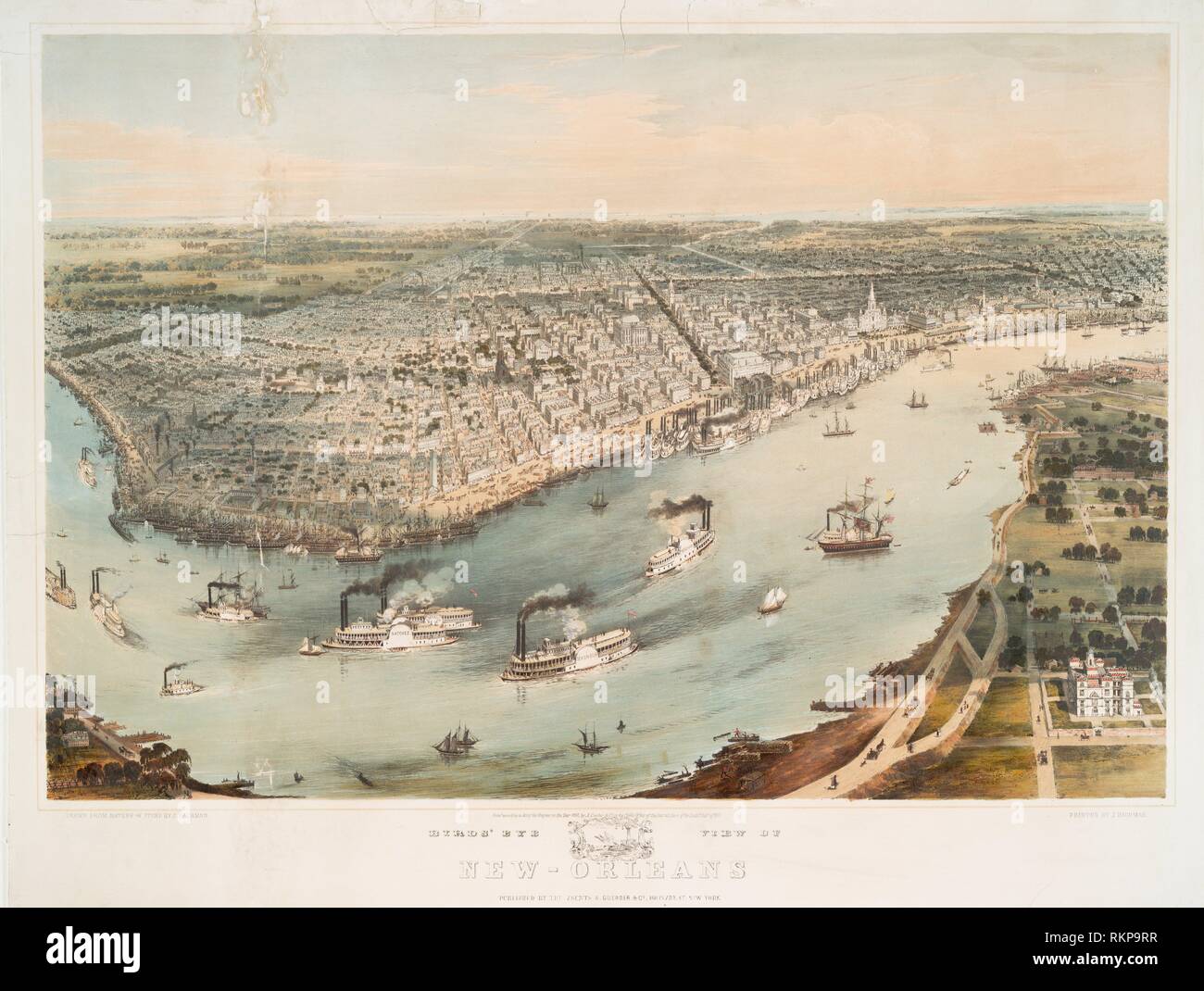 Bird's eye view of New Orleans. A. Guerber & Co. (Publisher) Bachmann