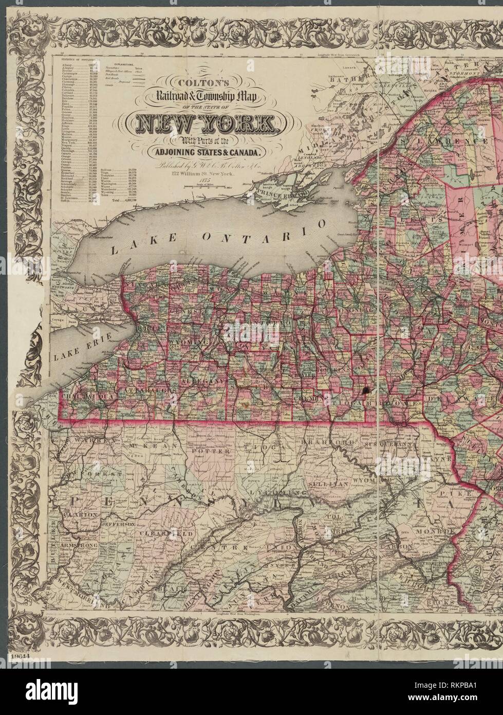 Colton's railroad & township map of the state of New York. Colton, G