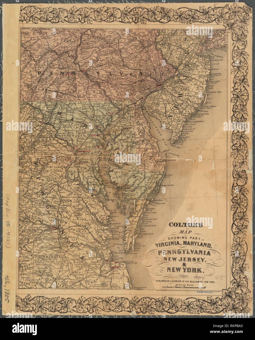 Colton's map showing part of Virginia, Maryland, Pennsylvania, New