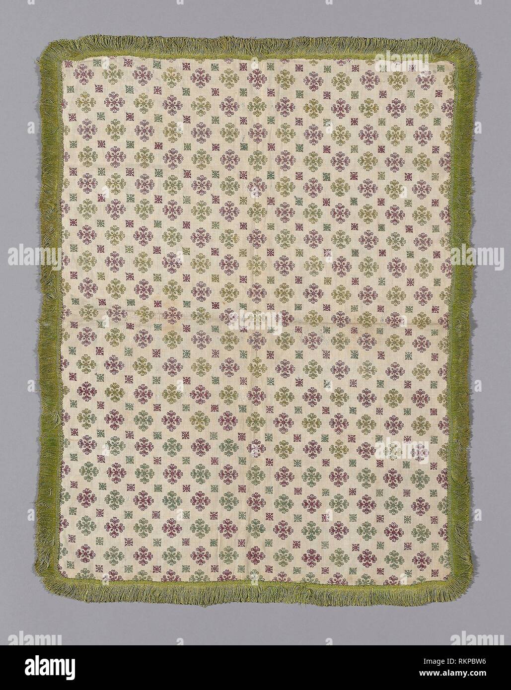 Cover - 1625/1775 - Italy - Origin: Italy, Date: 1625–1775, Medium: Linen, plain weave; embroidered in silk, Dimensions: 57.8 x 44.5 cm (23 3/4 x 17 Stock Photo