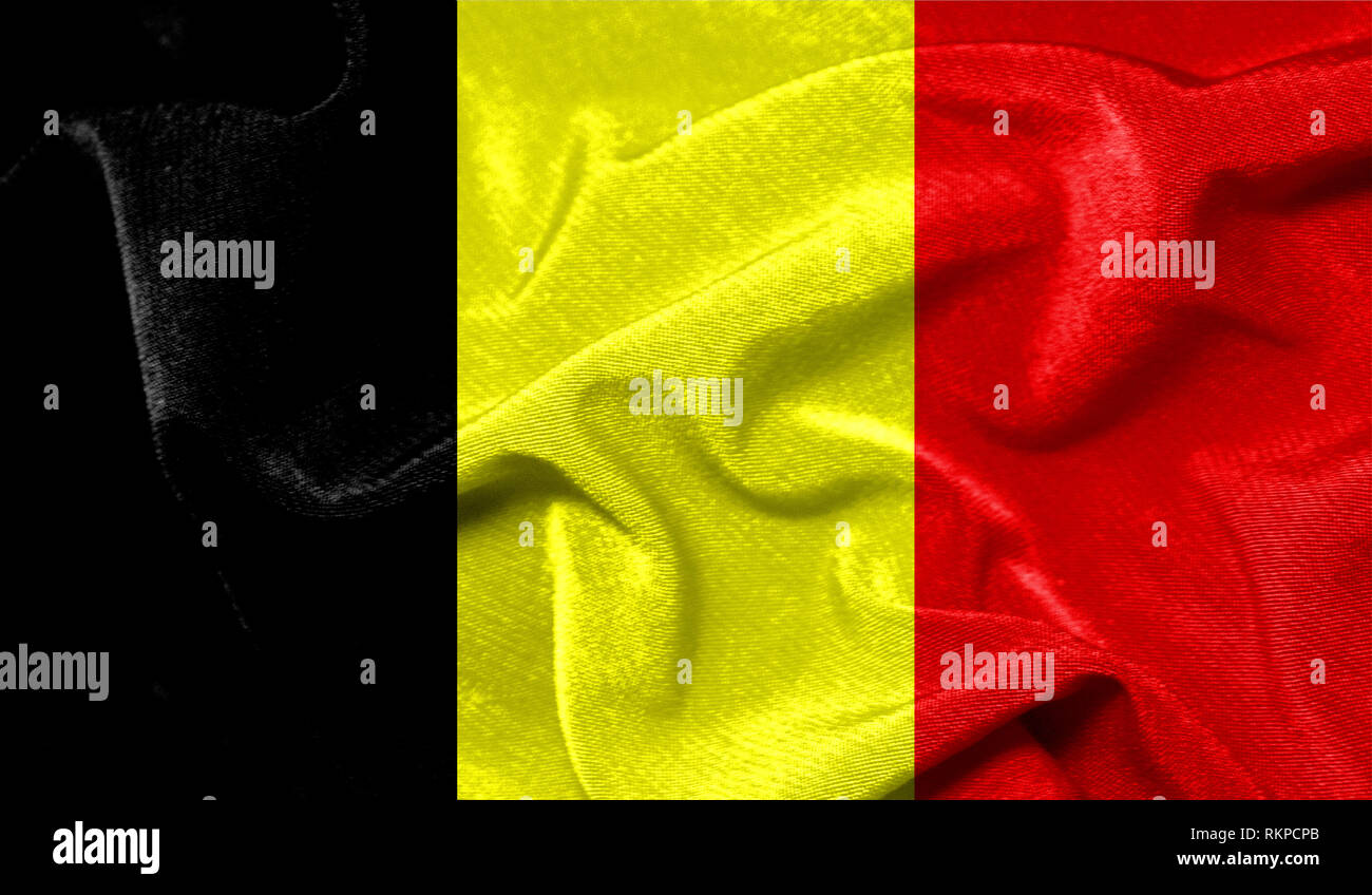 Realistic flag of Belgium on the wavy surface of fabric Stock Photo - Alamy