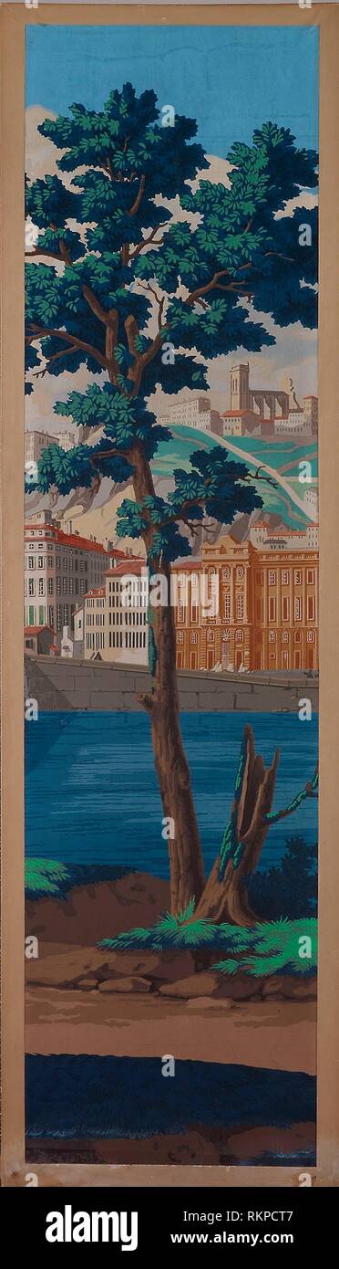 Panel: The Views of Lyon - First edition, 1821 - France, Paris - Origin: France, Date: 1821, Medium: Block-printed, color on paper, Dimensions: 170.2 Stock Photo
