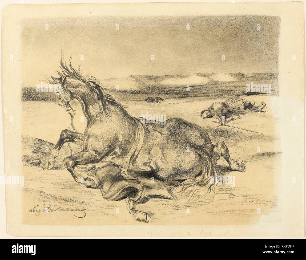 Fallen Horse and Dead Knight c. 18271829 Eugène Delacroix French