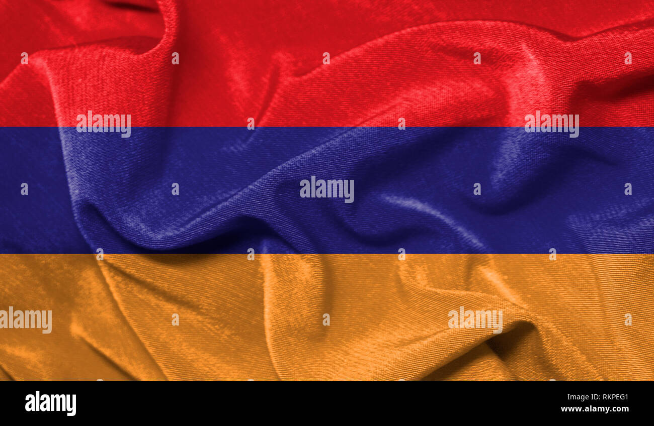 Realistic flag of Armenia on the wavy surface of fabric Stock Photo - Alamy