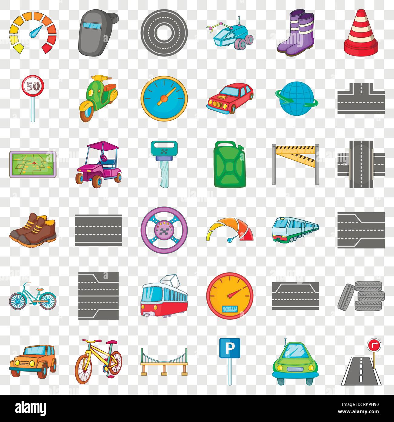 Car traffic icons set, cartoon style Stock Vector Image & Art - Alamy