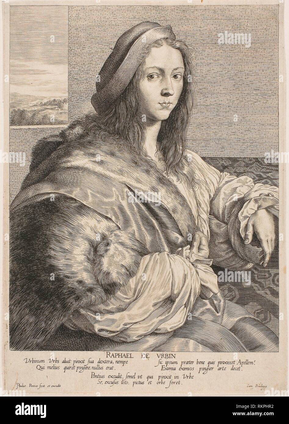Portrait of Raphael - Paul Pontius Flemish, 1603-1658 - Artist: Paul Pontius, Origin: Flanders, Date: 1623–1658, Medium: Engraving in black on paper, Stock Photo