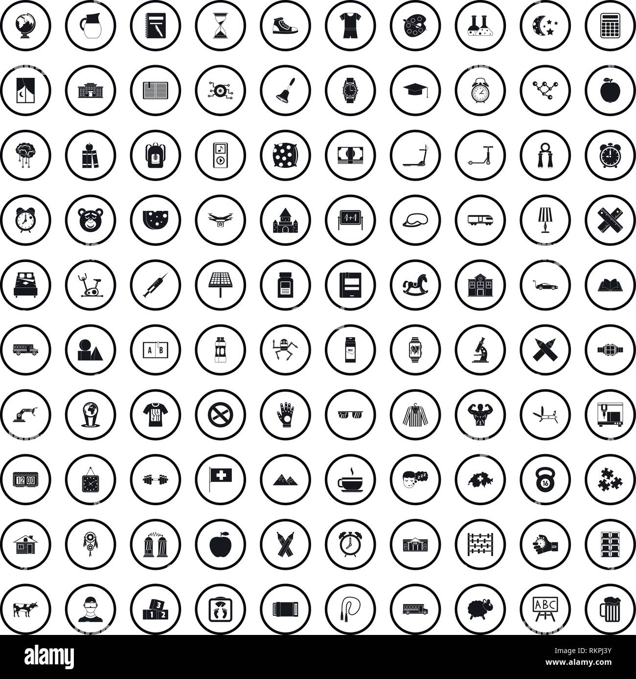 100 alarm clock icons set, simple style Stock Vector Image & Art - Alamy