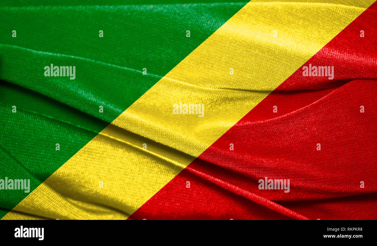 Realistic flag of Congo,Republic on the wavy surface of fabric Stock ...