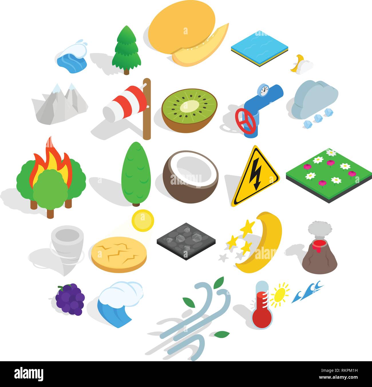 Nature activity icons set, isometric style Stock Vector