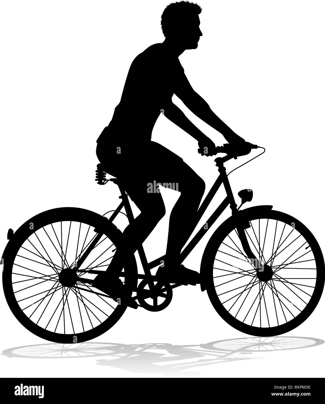 Bike Cyclist Riding Bicycle Silhouette Stock Vector