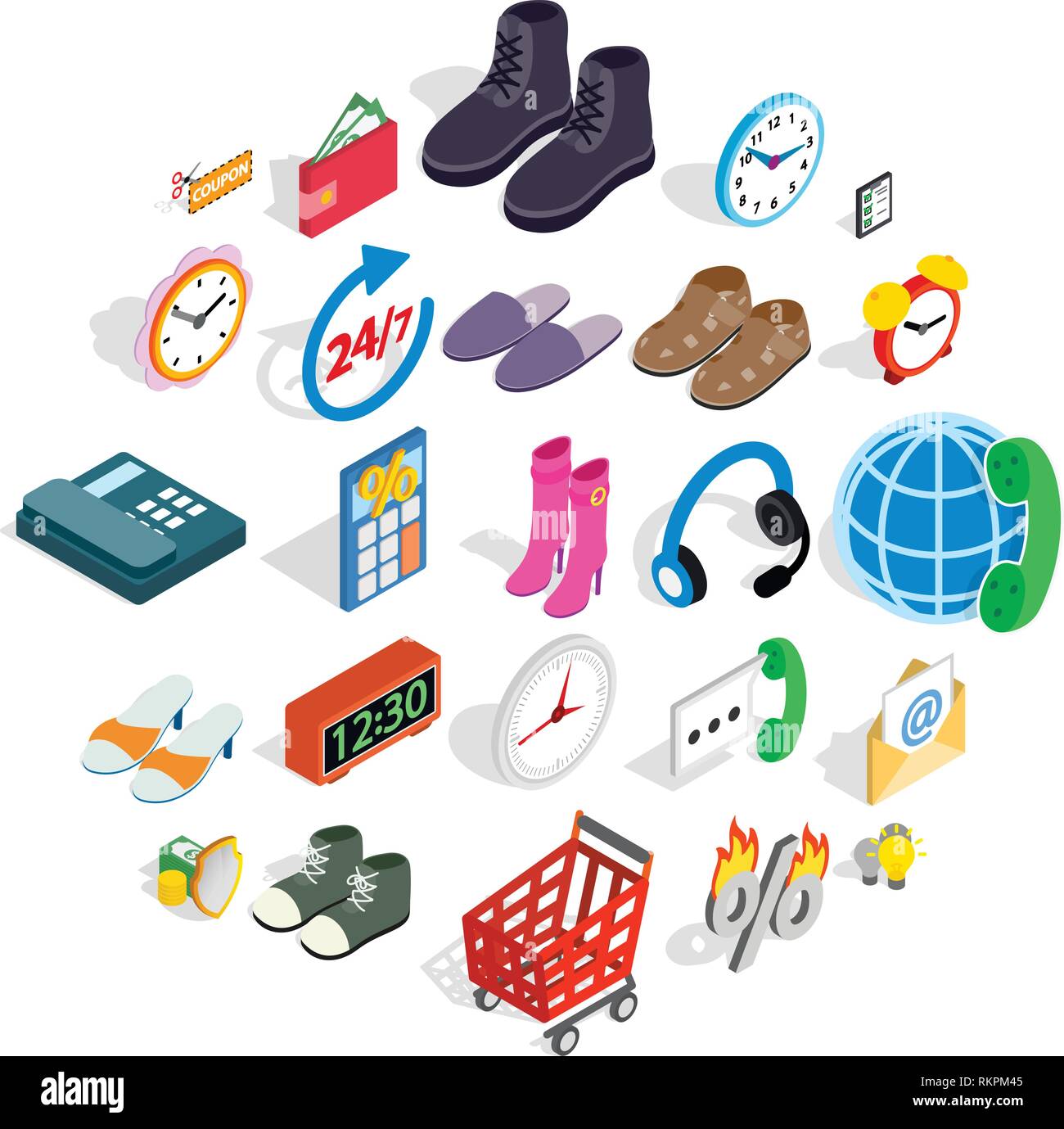 Business program icons set, isometric style Stock Vector