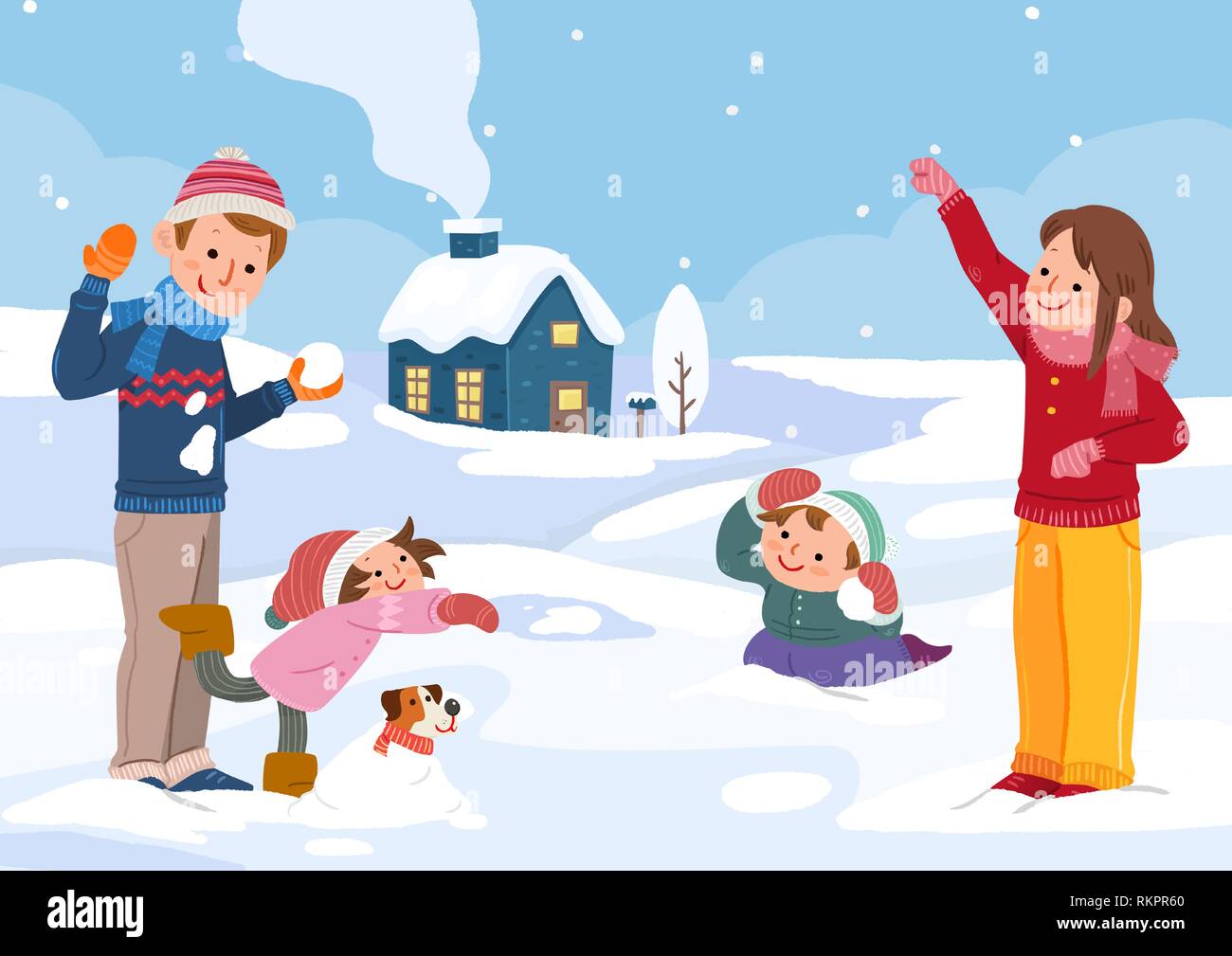 Vector illustration of happy family together in winter time. 004 Stock  Vector Image & Art - Alamy