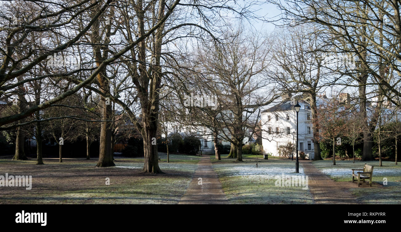 The Grove, Royal Tunbridge Wells, Kent UK. Photographed on an icy