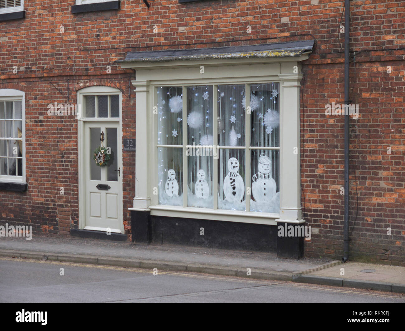 House decorated for Christmas, Caistor Stock Photo
