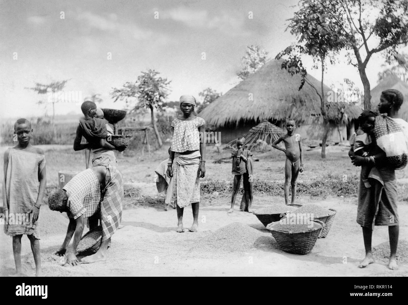 Africa, Guinea Bissau, a former Portuguese Guinea, indigenous life in the village, 1930 Stock Photo