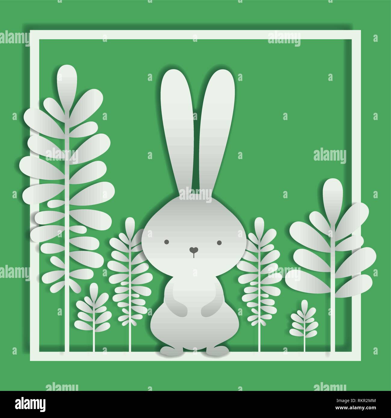 square frame with leafs and easter rabbit Stock Vector Image & Art - Alamy
