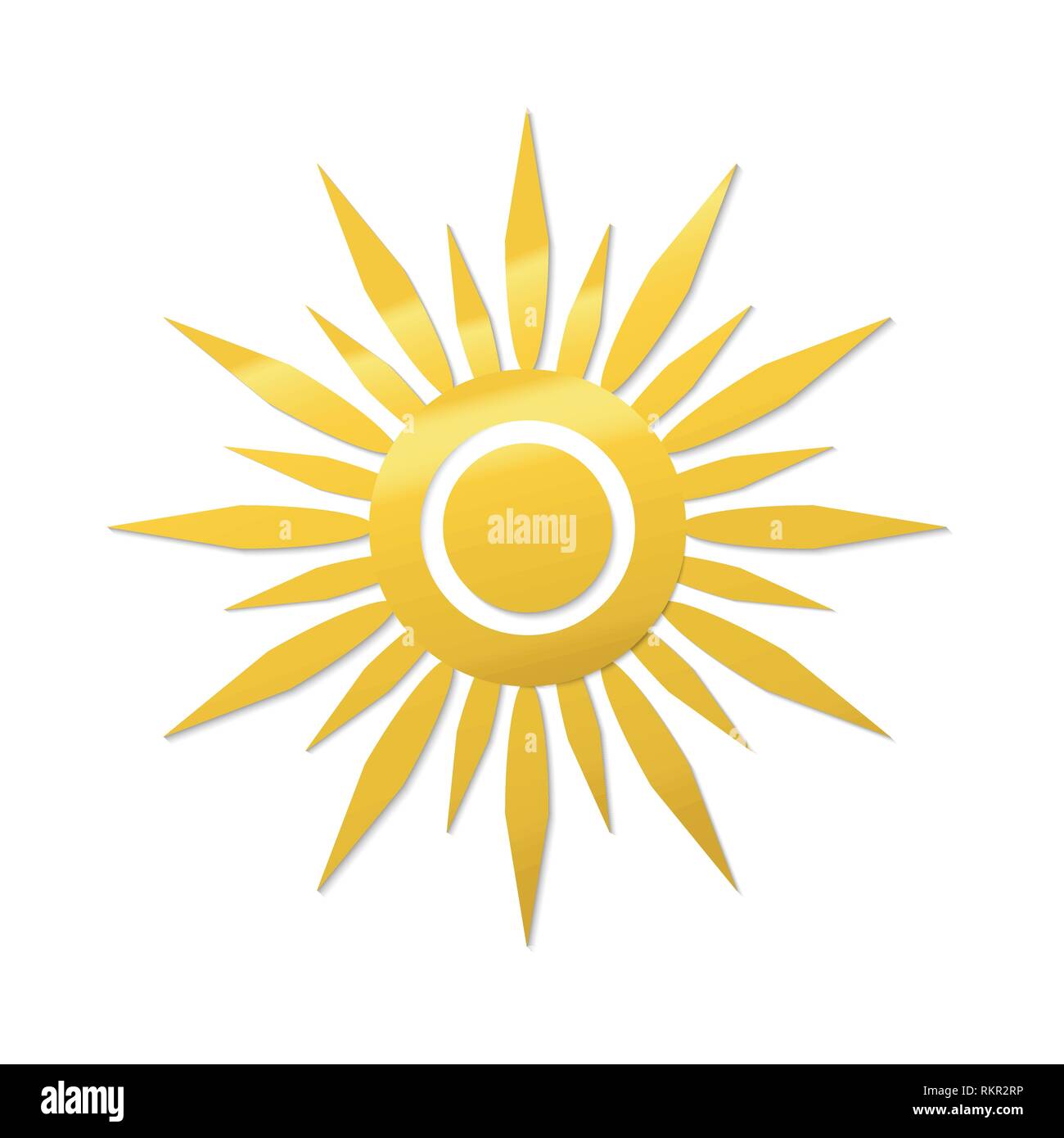 paper cut style sun symbol. Golden gradient vector icon Stock Vector