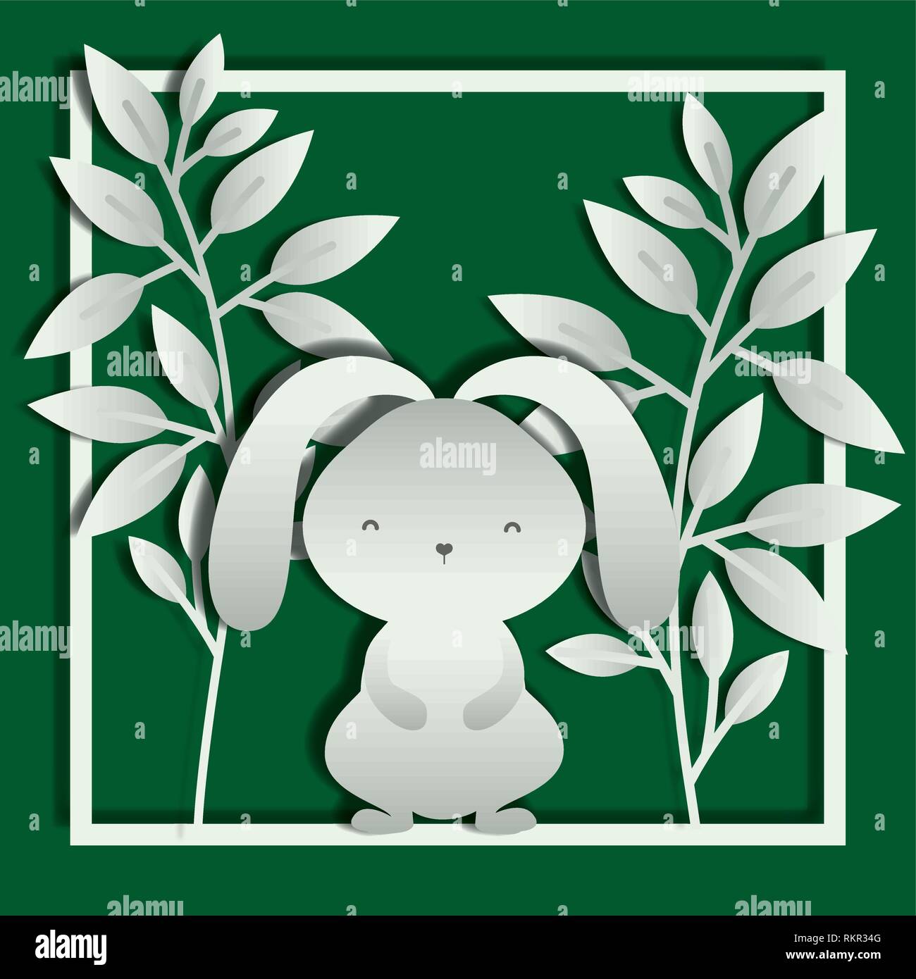 square frame with leafs and easter rabbit Stock Vector Image & Art - Alamy