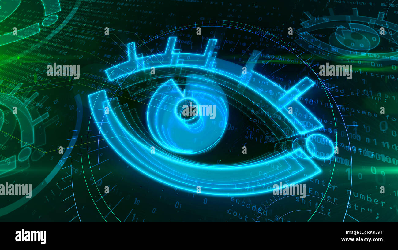 Digital surveillance and cyber spying and in internet. Eye symbol on  digital background. Privacy tracking icon abstract 3D illustration Stock  Photo - Alamy