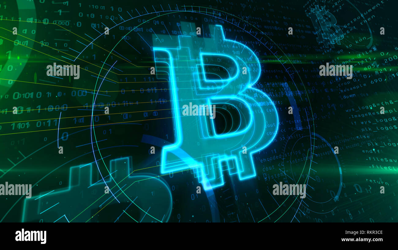 Bitcoin logo abstract concept. Cryptocurrency mining icon on digital  background 3D illustration Stock Photo - Alamy