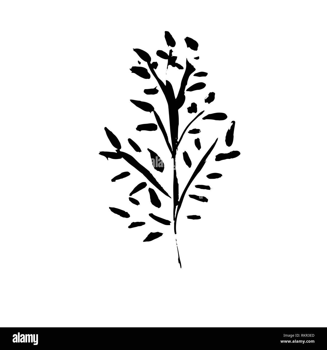 Tree silhouette. Hand drawn vector illustration Stock Vector Image ...