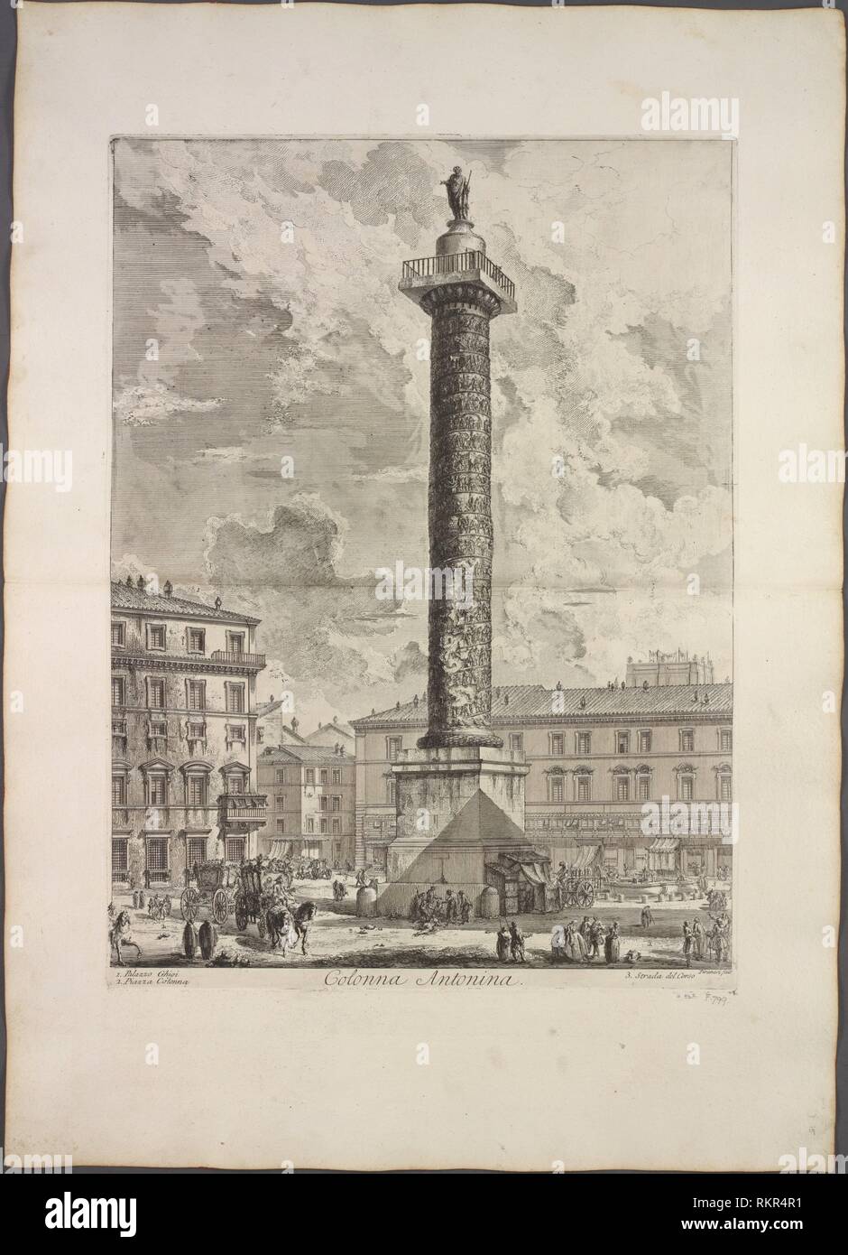 Colonna Antonina. Additional title: The Column of Marcus Aurelius. Charrington, John, 1856-1939 (Collector) Piranesi, Giovanni Battista, 1720-1778 Stock Photo