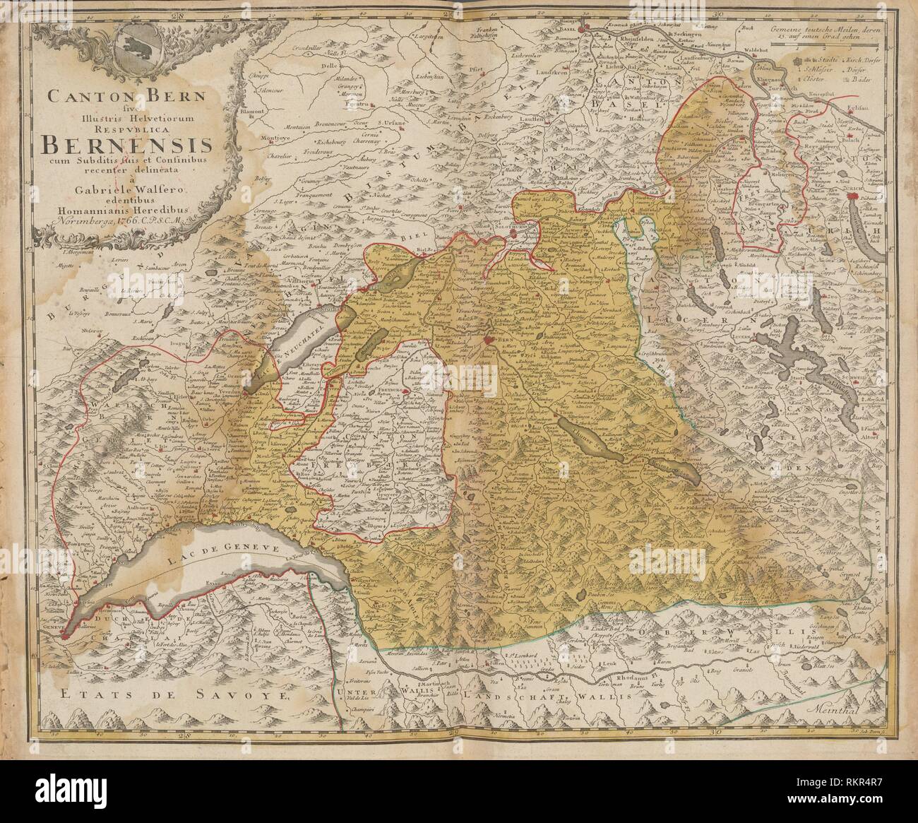 Canton Bern sive illustris Helvetiorum respublica Bernensis,. Homann, Johann Baptist, 1663-1724 (Cartographer). Atlases, gazetteers, guidebooks and Stock Photo