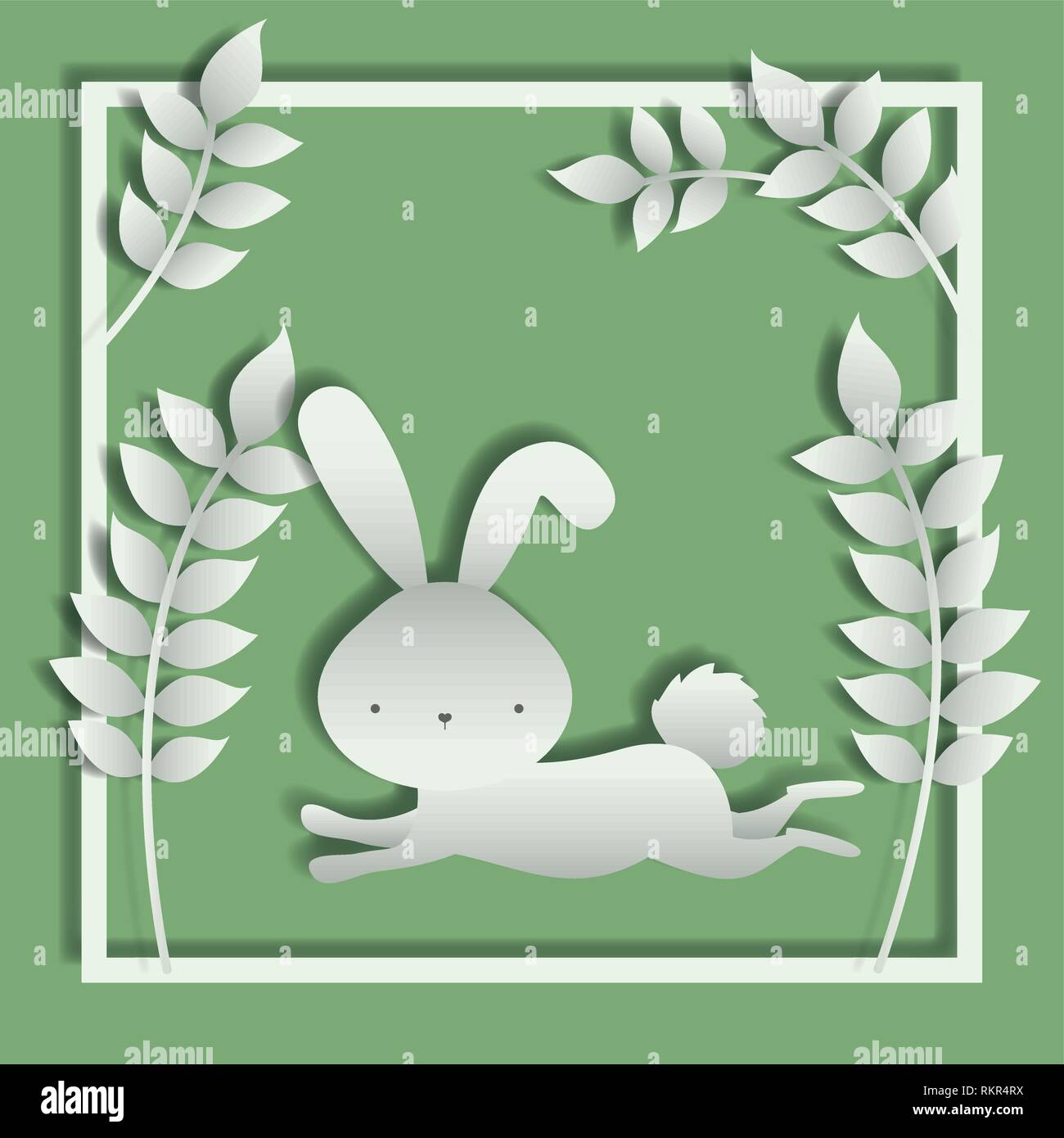 square frame with leafs and easter rabbit Stock Vector Image & Art - Alamy