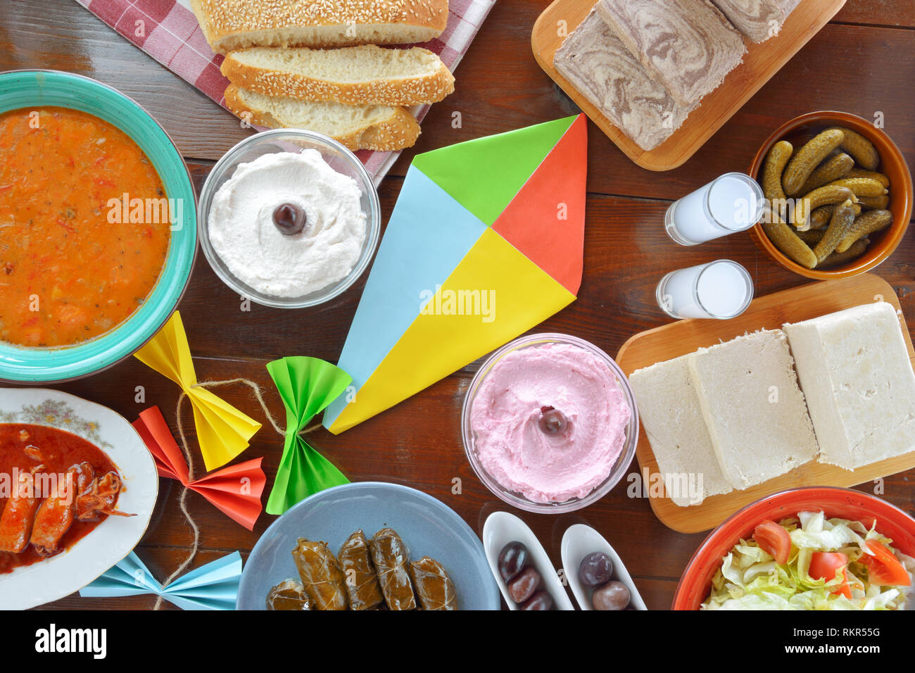 Concept for Clean Monday with fasting food and a kite Stock Photo Alamy
