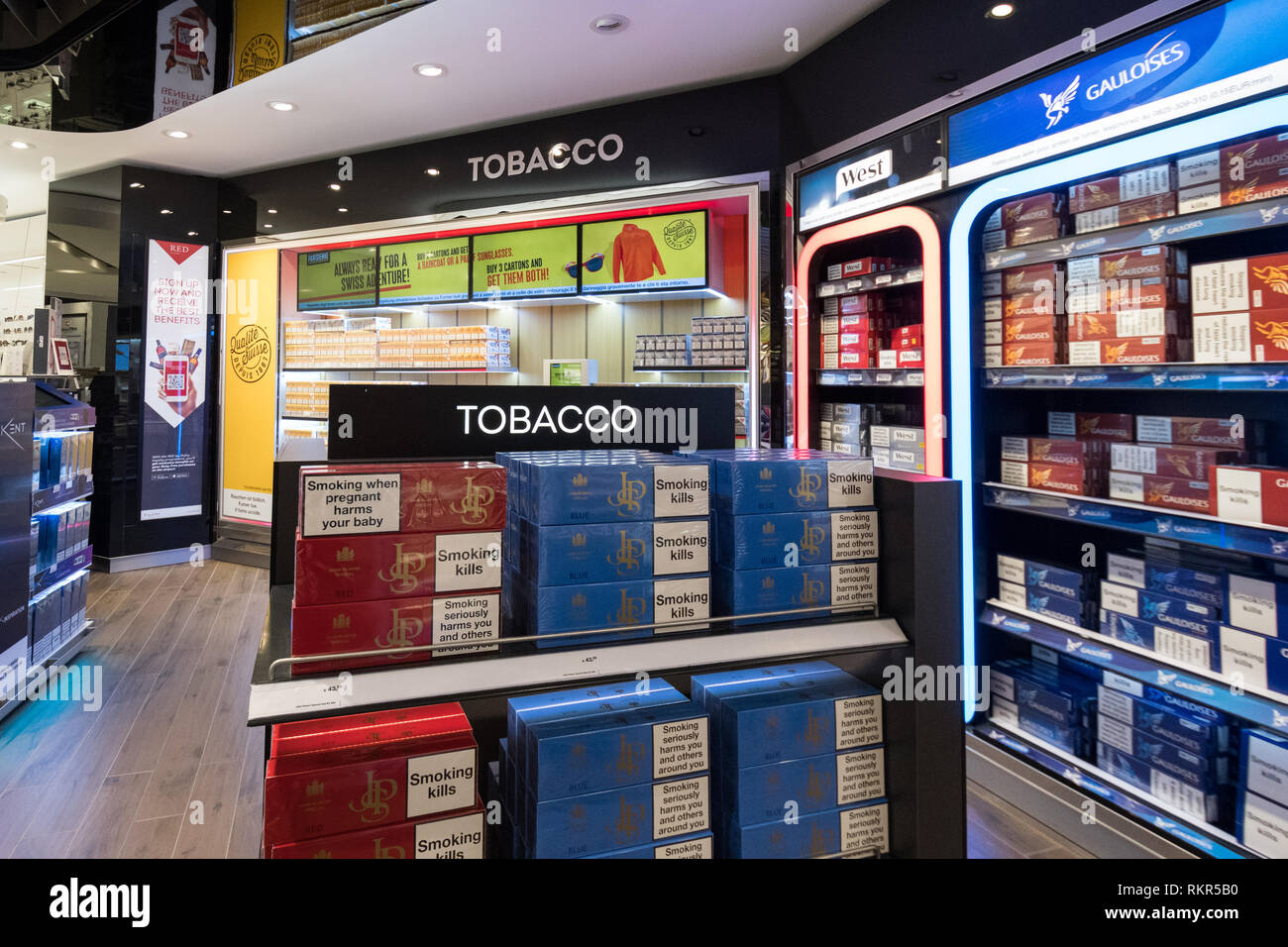 Duty free cigarettes on display at EuropAirport Basel Mulhouse Freiburg,  Basel Stock Photo - Alamy