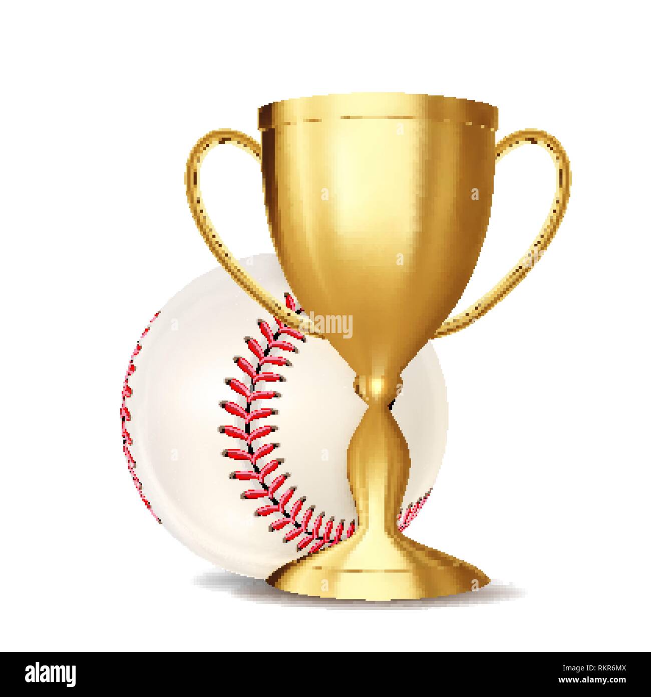 Baseball Award Vector. Baseball Ball, Golden Cup. For Sport Promotion