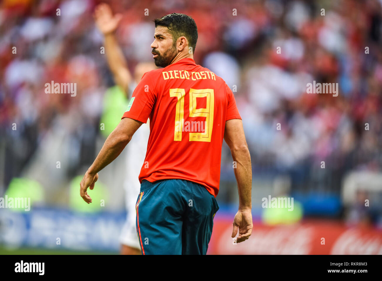 Moscow, Russia - July 1, 2018. Spain national football team striker Diego Costa during FIFA World Cup 2018 Round of 16 match Spain vs Russia. Stock Photo