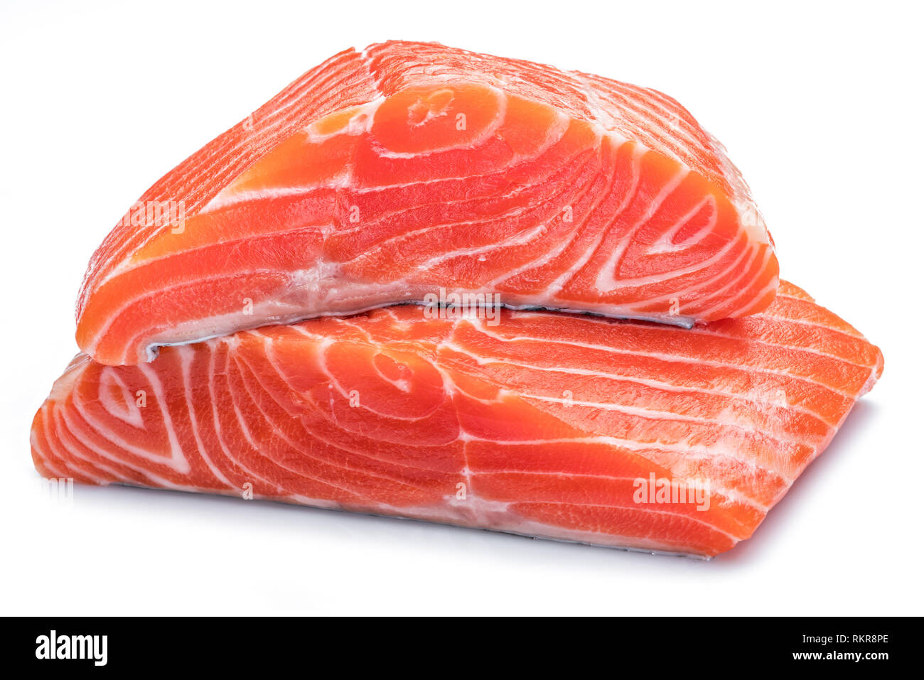Fresh raw salmon fillets isolated on white background Stock Photo - Alamy