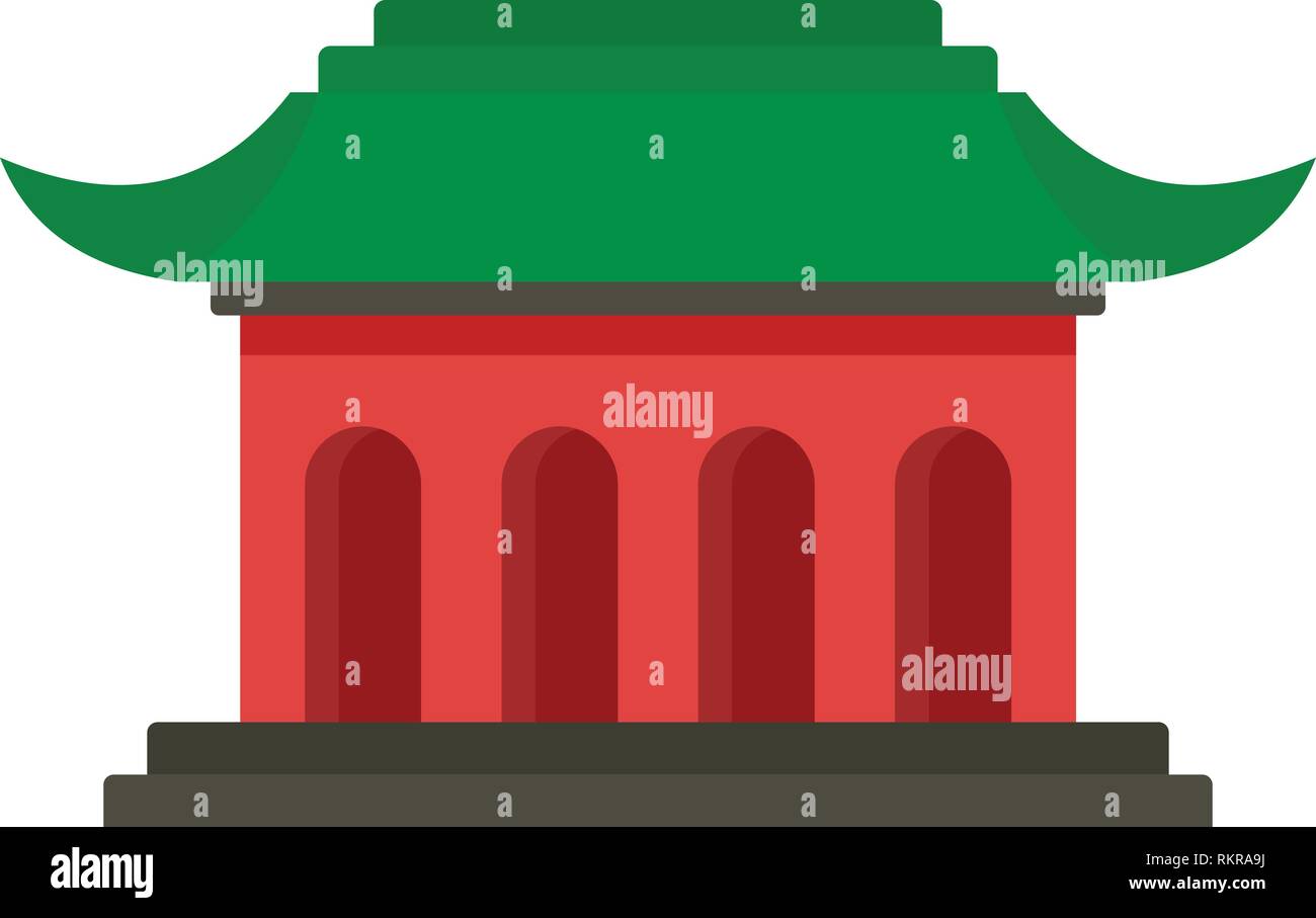 Asian temple icon. Flat illustration of asian temple vector icon for web design Stock Vector