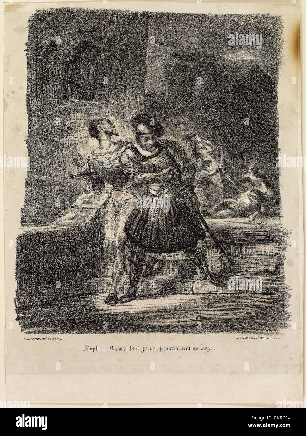 Mephistopheles and Faust Fleeing after the Duel 1828 Eugène