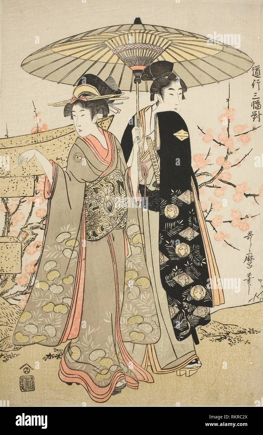 A Set of Three Romantic Journeys (Michiyuki sanpuku tsui) - c. 1799 -  Kitagawa Utamaro ??? ?? Japanese, 1753 (?)-1806 - Artist: Kitagawa Utamaro  Stock Photo - Alamy