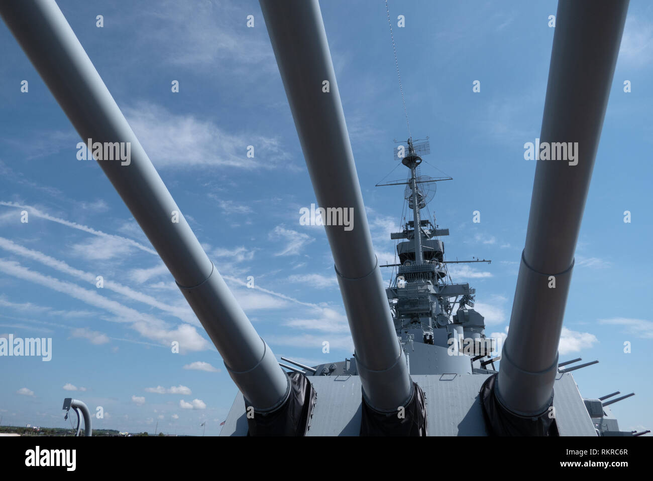 Battleship Memorial Park, a military history park and museum in Mobile, Alabama, USA. View of the South Dakota-class battleship USS Alabama, a ship of Stock Photo