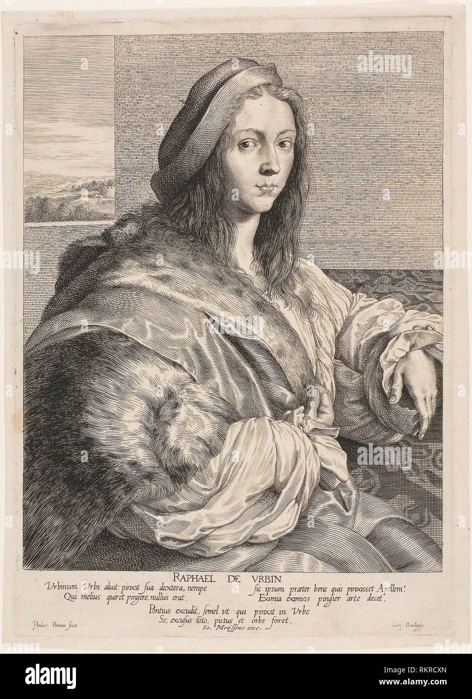 Portrait of Raphael - Paul Pontius Flemish, 1603-1658 - Artist: Paul Pontius, Origin: Flanders, Date: 1623–1658, Medium: Engraving on paper, Stock Photo