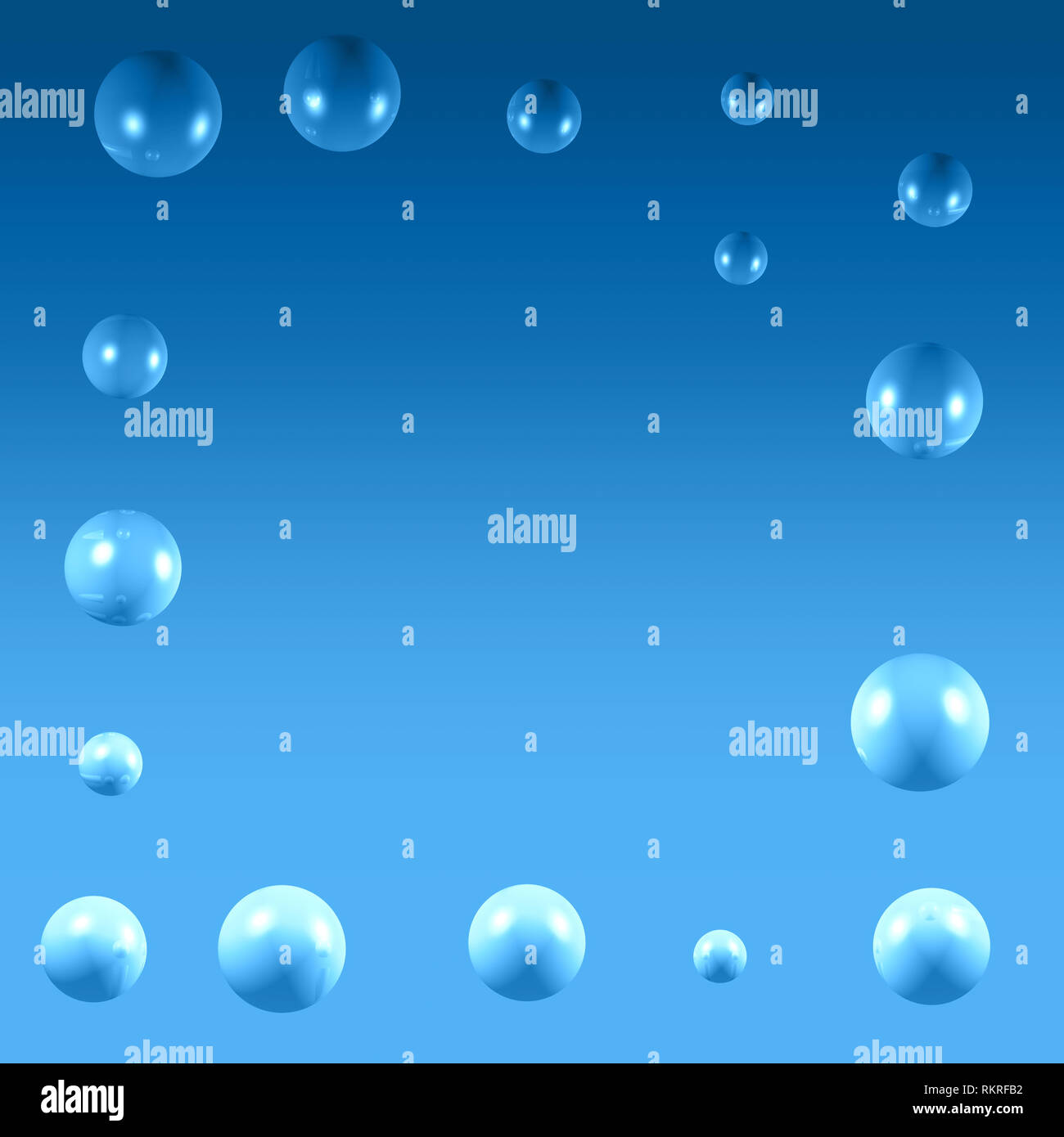 blue gradient background and abstract air bubbles Stock Photo