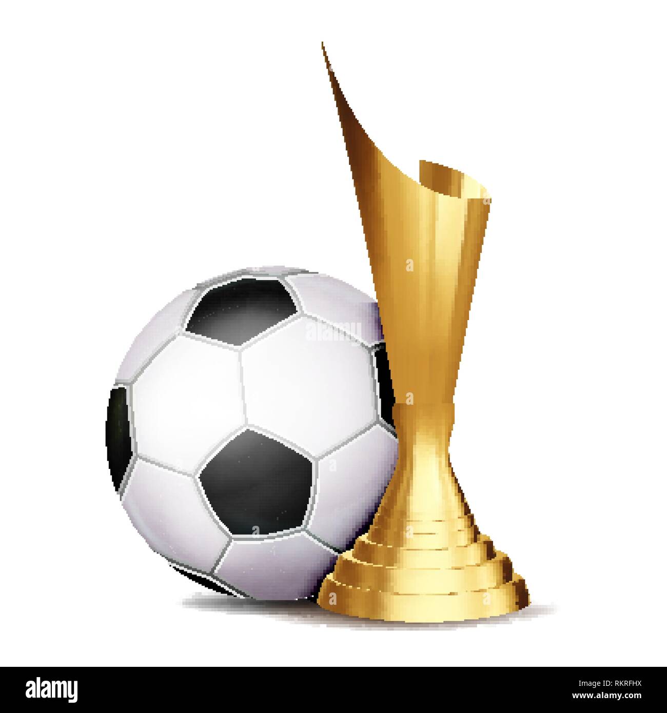 Soccer Game Award Vector. Football Ball, Golden Cup. Modern Tournament. Design Element For Sport Promotion. Football Ball. Soccer Competition League Stock Vector